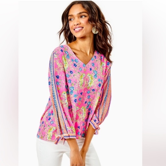 Lilly Pulitzer Tops - LILLY PULITZER Pamala blouse top Tigress‎ Garden